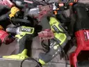 Lot of Various Battery Operated and Electric Drills and Tools.