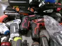 Lot of Various Battery Operated and Electric Drills and Tools.