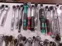 Lot of Socket Ratches, Drives, Wrenches and Other Tools.