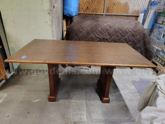 Lot of (1) Dark Oak Table w/Laminate Top.