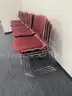 Lot of (68) Burgundy Plastic Stacking Chairs w/Fabric Seat.