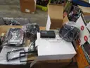 Tractor windshield washer control handles, Dump truck radiator &#x26; Toll chest. Radio system (5 Items).