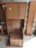Desk with Credenza, Two Drawer Wood File Cabinet, and Copier Stand