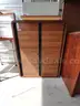 Desk with Credenza, Two Drawer Wood File Cabinet, and Copier Stand