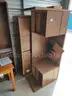 Desk with Credenza, Two Drawer Wood File Cabinet, and Copier Stand