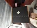 Desk with Credenza, Two Drawer Wood File Cabinet, and Copier Stand