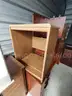 Desk with Credenza, Two Drawer Wood File Cabinet, and Copier Stand