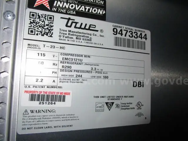 One (1) True T-23-HC 27" One Section Reach In Refrigerator