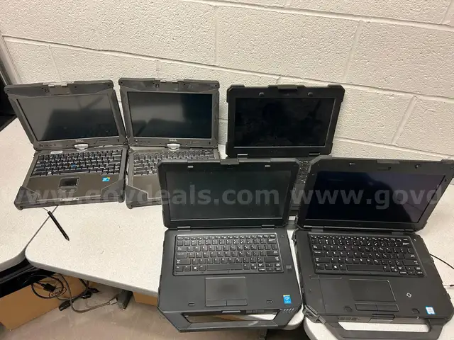 Lot of 5 Rugged type Dell Laptops