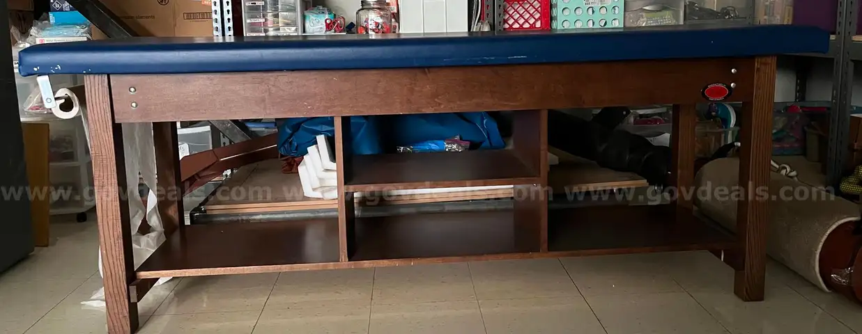 1 lot wooden changing table, book storage, and more