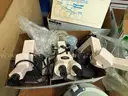 1 lot microscopes, rolling chairs, cork board, and more