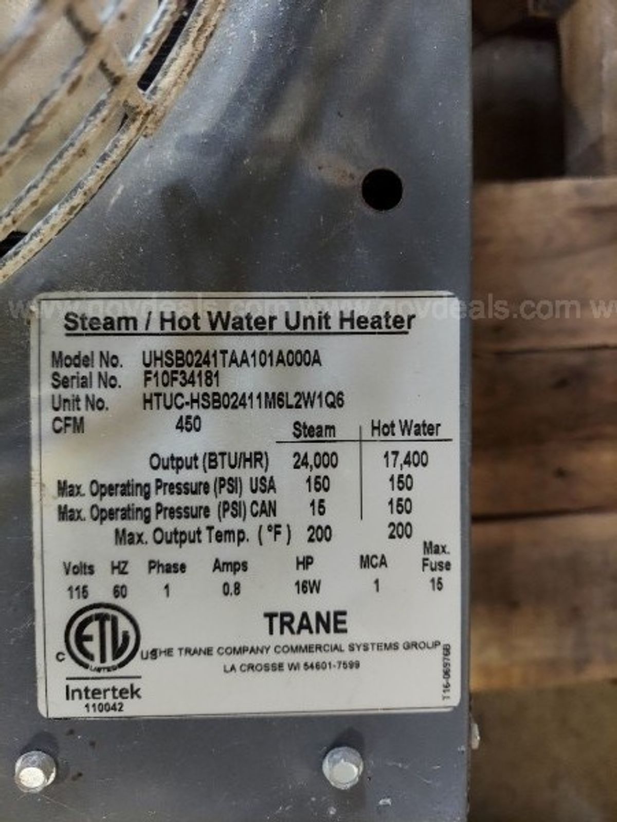 Trane Steamhot Water Unit Heaters 2 Govdeals