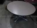 round metal tables.