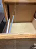 Wood 2 drawer cabinet and wood open front cabinet