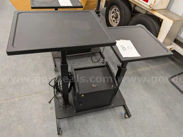 AV cart with 2 adjustable height table tops