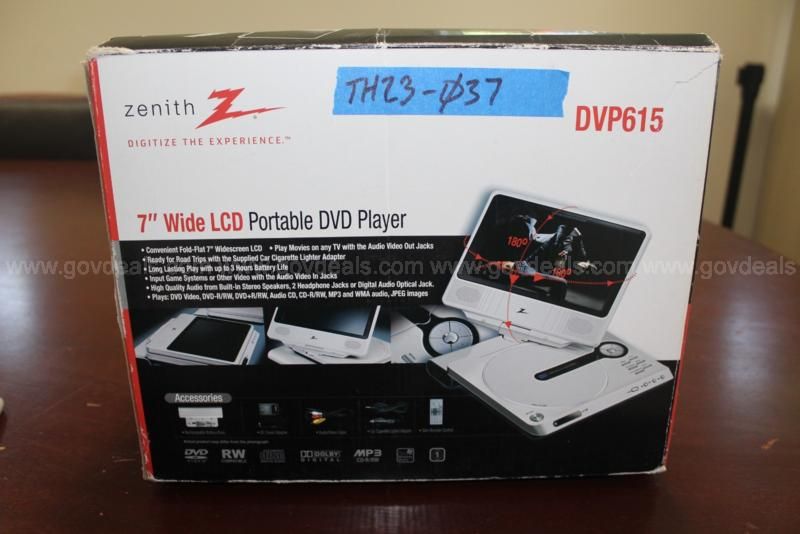 Zenith deals Portable DVD/CD Player DVP615 Swivel Screen-Battery Pack, Power Cord, Car