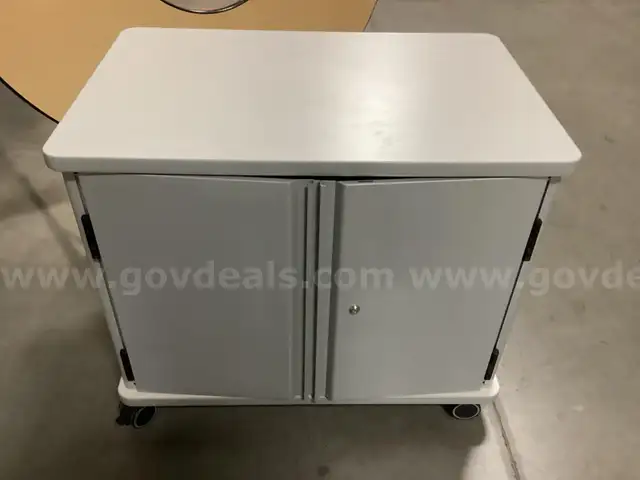 Grey Cart on Caster Wheels with 14 Plastic Shelves