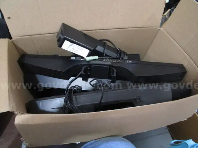 BOX OF (14) USED COMPUTER MONITOR MOUNTED SPEAKERS