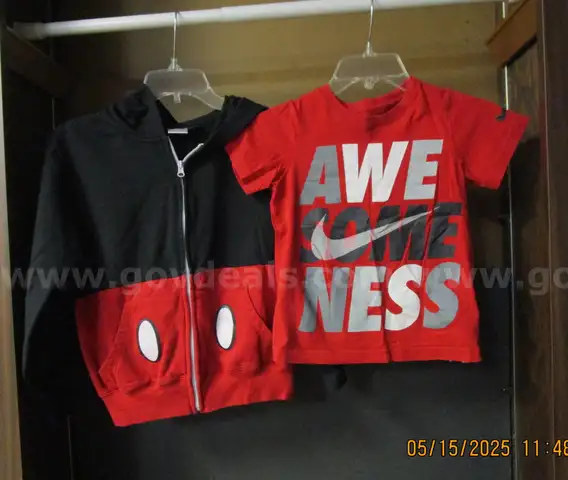 USED/WASHED MICKY MOUSE JACKET AND AWESOMENESS SHIRT.