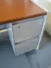 (2) USED STEELCASE DESKS; (2) USED VERTICAL FILE CABINETS