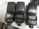 (2) USED BLACK, NEEWER SPEEDLITE TT560 FLASH ATTACHMENTS; (3) USED BLACK, NEEWER SPEEDLITE 750II FLASH ATTACHMENTS