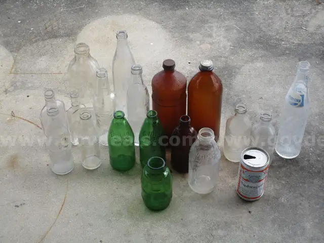 (18) USED GLASS BOTTLES; (1) USED PULL-TAB CAN