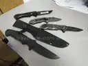 (4) USED KNIVES: (3) FOLDING, (1) FIXED-BLADE