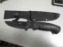 (4) USED KNIVES: (3) FOLDING, (1) FIXED-BLADE