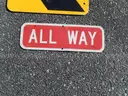 USED (6) TOW AWAY ZONE SIGNS, (3) CAUTION SIGNS, (1) ALL WAY SIGN