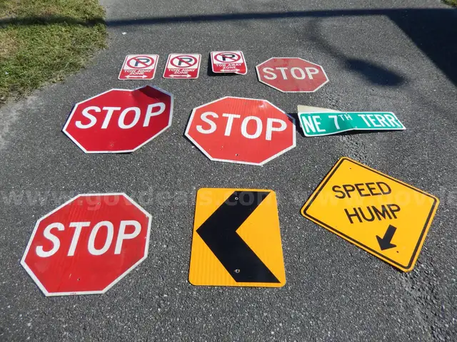 USED (3) TOW AWAY SIGNS, (4) STOP SIGNS, (1) SPEED HUMP SIGN, (1) STREET SIGN, (1) CAUTION SIGN