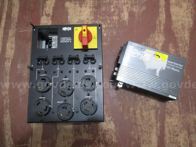 (1) USED TRIPPLITE 700W POWER INVERTER, PV700HF; (1) USED TRIPP-LITE BYPASS SWITCH, AC5933