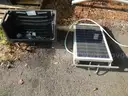 USED (1) SOLAR PANEL 22&#x22; W x 32&#x22; L, (2) BLUEHAWK STACKABLE CONTAINERS, SOME LOOSE NUTS AND BOLTS