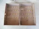 USED (1) TAN, KE-MASTER, KEY CONTROL SYSEM BOX (HOLDS 40 KEYS), (3) SILVER, TOILET PAPER DISPENSERS