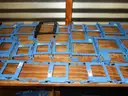 USED (5) DELL BLUE PLASTIC HARD DRIVE CADDIES, (50) BLUE AND BLACK PLASTIC HARD DRIVE CADDIES