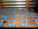 USED (5) DELL BLUE PLASTIC HARD DRIVE CADDIES, (50) BLUE AND BLACK PLASTIC HARD DRIVE CADDIES
