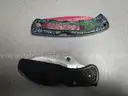 (1) USED 18&#x22; BLADE MATCHETE IN A BLACK SHEATH; (2) USED FOLDING KNIVES; (1) USED HATCHET