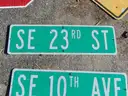 USED (6) STREET SIGNS, (2) STOP SIGNS, (1) DEAD END SIGN, (1) TOW AWAY ZONE SIGN