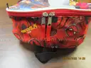 (1) USED SPIDERMAN BACKPACK W/MAGNETIC CHANGING PAD, SWIM GOGGLES & HAIR CLIPS.