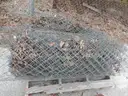 USED (6) BUNDLES OF CHAIN LINK OR CATTLE FENCING, (2) CHAIN LINK FENCING POSTS, (1) BOX OF ASSORTED FENCING HARDWARE