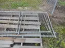 USED (6) BUNDLES OF CHAIN LINK OR CATTLE FENCING, (2) CHAIN LINK FENCING POSTS, (1) BOX OF ASSORTED FENCING HARDWARE