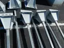 USED (7) SOLAR POWERED LIGHTS ON GALVANIZED SQUARE POSTS, (3) SOLAR POWERED LIGHTS