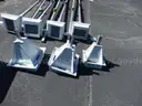 USED (7) SOLAR POWERED LIGHTS ON GALVANIZED SQUARE POSTS, (3) SOLAR POWERED LIGHTS