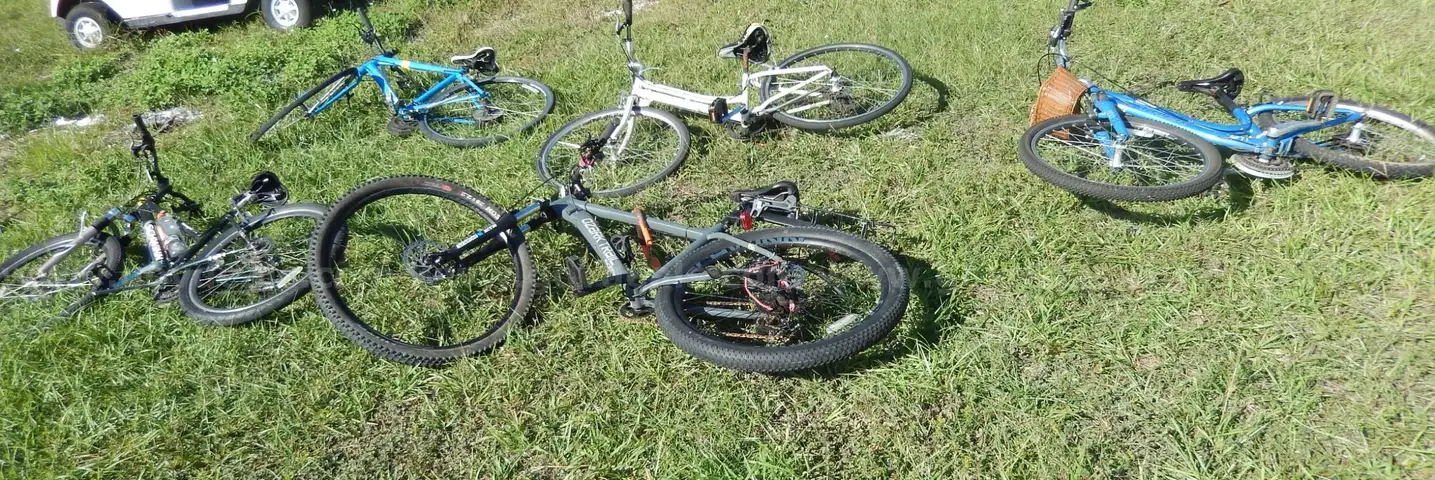 USED (1) SCHWINN BIKE, (1) TREK BIKE, (1) OZARK TRAIL BIKE, (1) RALEIGH MOUNTSIN BIKE, (1) TREK NAVIGATOR BIKE