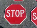 USED (4) STOP SIGNS, (3) STREET SIGNS, (1) PEDESTRIAN SIGN, (1) LEFT TURN SIGN, (1) ARROW SIGN