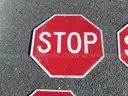 USED (4) STOP SIGNS, (3) STREET SIGNS, (1) PEDESTRIAN SIGN, (1) LEFT TURN SIGN, (1) ARROW SIGN
