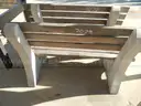 USED (2) WOODEN/CONCRETE BENCHES, (2) WOODEN/METAL BENCHES
