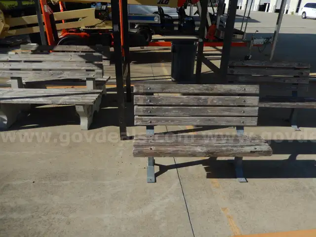 USED (2) WOODEN/CONCRETE BENCHES, (2) WOODEN/METAL BENCHES
