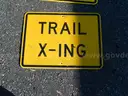 USED (4) SPEED HUMP SIGNS, (2) TRAIL X-ING SIGNS, (2) BIKE AND PEDESTRIAN SIGNS, (1) ARROW SIGN, (1) 15 MPH SIGN