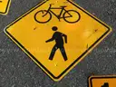 USED (4) SPEED HUMP SIGNS, (2) TRAIL X-ING SIGNS, (2) BIKE AND PEDESTRIAN SIGNS, (1) ARROW SIGN, (1) 15 MPH SIGN