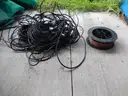 USED (1) SMALL SPOOL OF COPPER WIRE, BUNDLES OF SCRAP CABLE